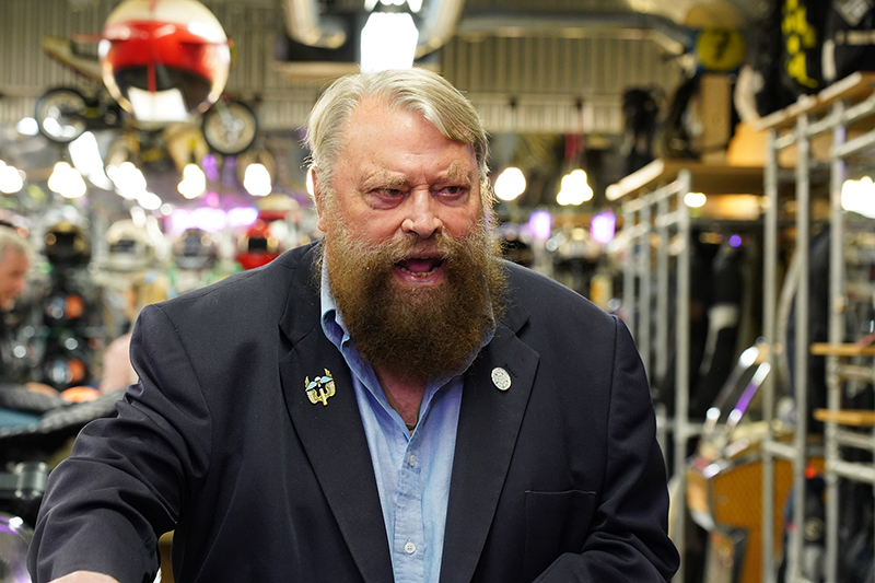 Brian Blessed in Motolegends shop